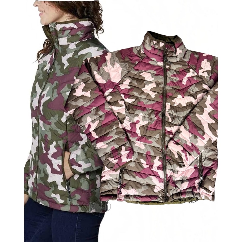Columbia Puffer Jacket Omni-Heat Camo Pink Large